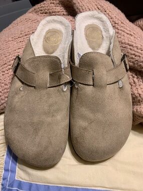 Cliffs by WHITE MOUNTAIN Taupe Suede Slip-On Clog Slippers